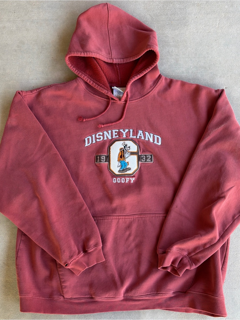 Vintage Faded Red Disneyland Goofy Hoodie Pullover